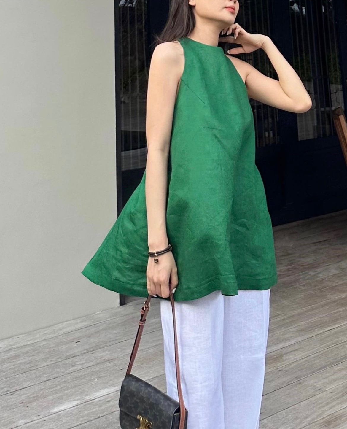 Áo Yếm JIJI TOP form chữ A thiết kế nút bọc và xẻ lưng quyến rũ
