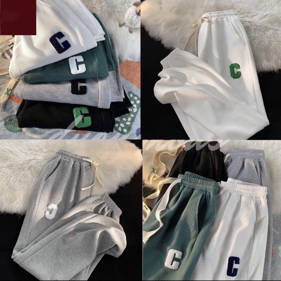 Quần Jogger _ Quần Tổ Ong C Basic Bo Gấu Chất Dày Dặn KT_C004