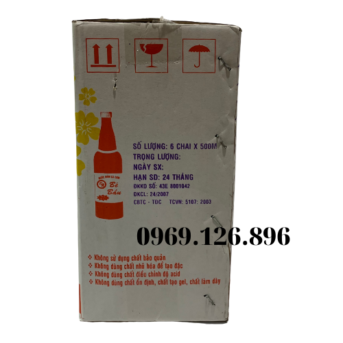 Nước mắm thượng hạng Cà Ná - Bé bầu (Thùng 6chai/500ml/chai)