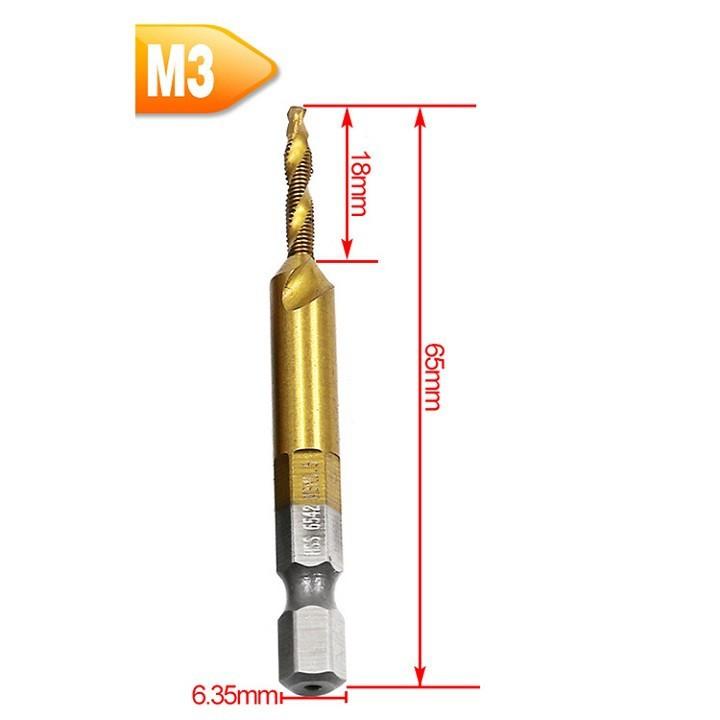 Set 6. Drill Bits, Taro M3-M10, Used for Fast Drilling of Threaded Holes. Material: Hss Steel, Heat-Resistant Gold Titanium Coating. Tn655