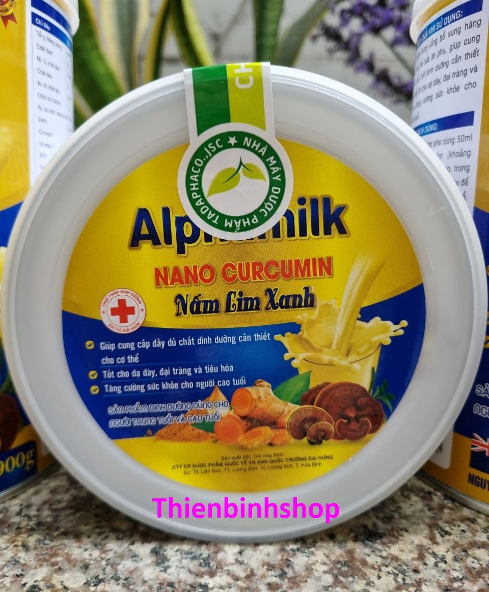 [Combo 4hộp 900g, HSD 2026] Sữa bột ALPHAMILK NANO CURCUMIN NẤM LIM XANH.