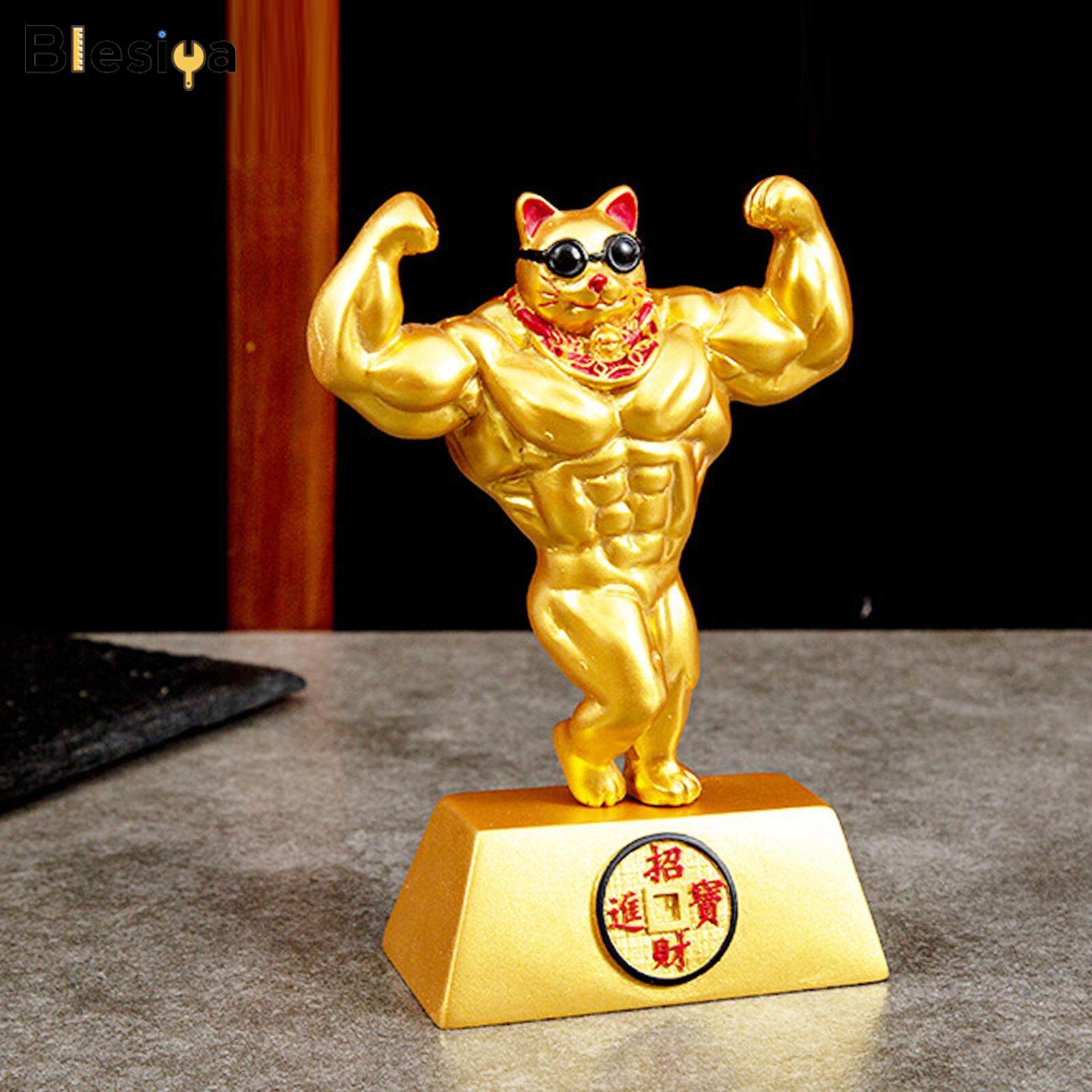 Blesiya Lucky Cat Figurine Collectible Ornament Sculpture Modern Desk Display Statue