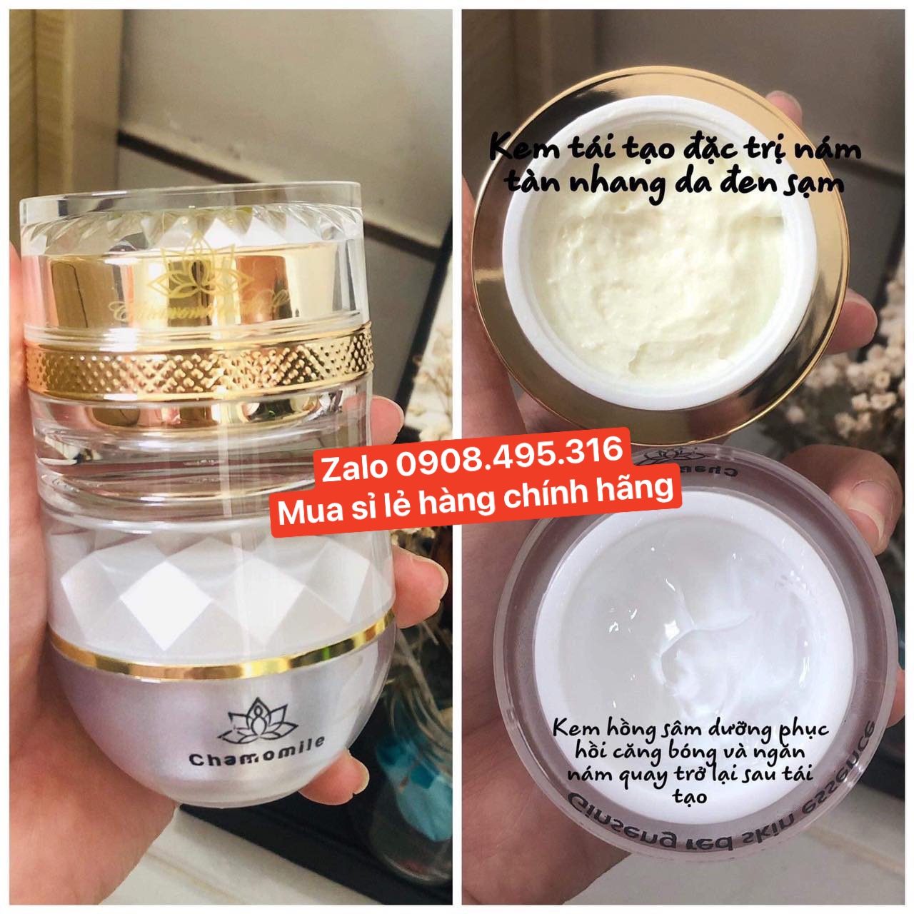 [HCM]COMBO TÁI TẠO và KEM HỒNG SÂM CHAMOMILESKILL