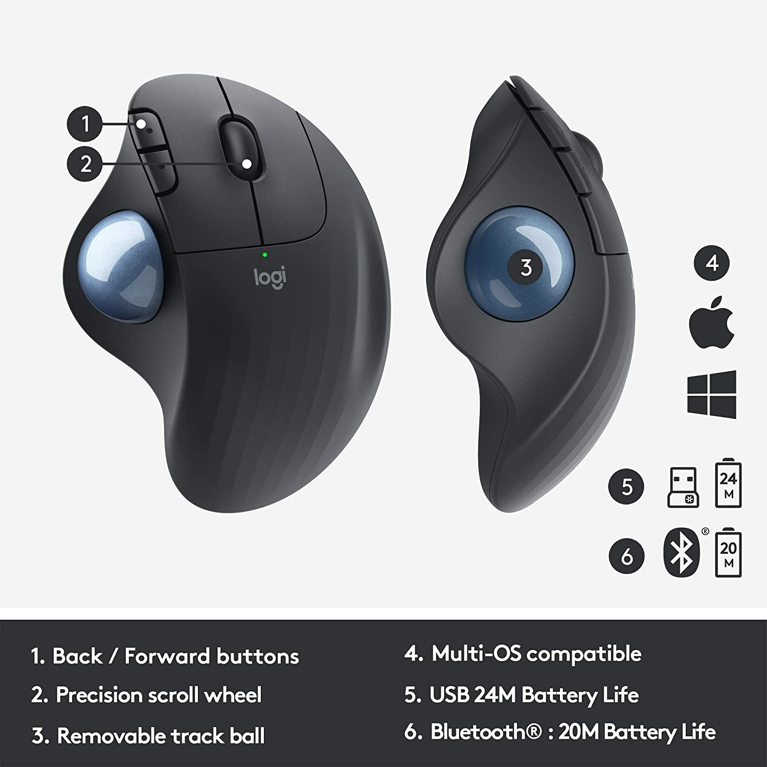 [HCM]Chuột laser không dây Logitech Ergo  M575 (Đen) - Hãng phân phối chính thức
