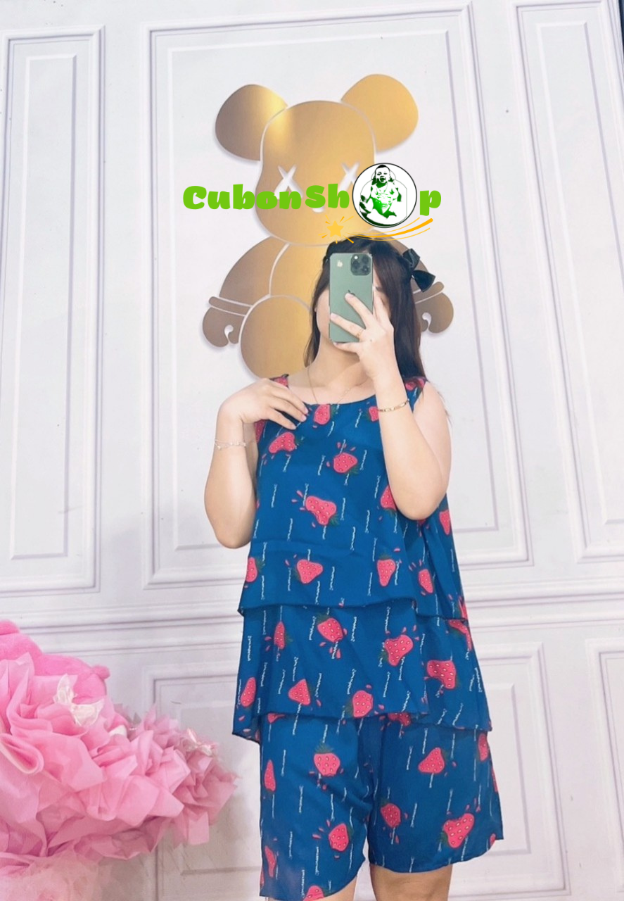 (Size đại )Đồ bộ bầu vải Tole lanh lụa kiểu đùi 2 tầng( Size 70-90kg)