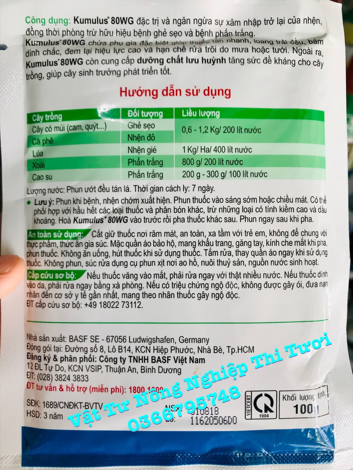 Thuốc trừ bệnh Kumulus 80 wg - chính hãng BASF Đức