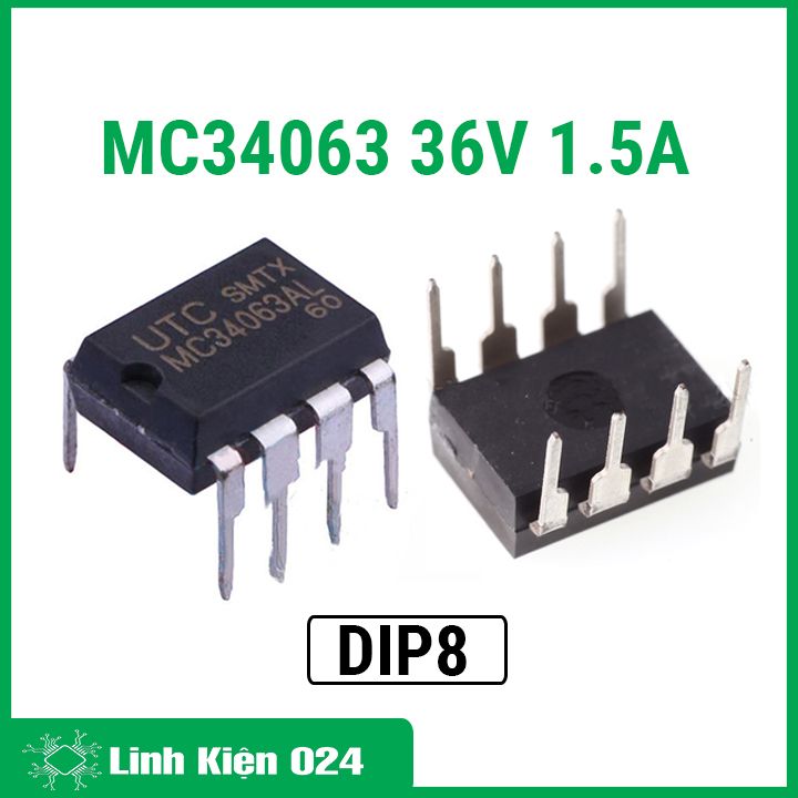 Ic nguồn mc34063 dip8 36v 1.5a chuyển đổi điện áp dc – dc