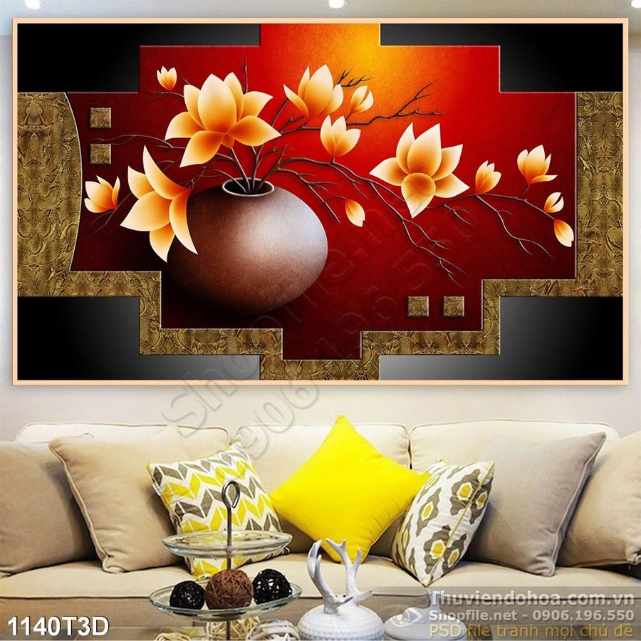 TRANH 3D BÌNH HOA TRANG TRÍ TƯỜNG - TT1140 - Tranh trang trí, tranh treo tường, tranh treo phòng khách, tranh treo phòng ngủ, tranh treo tường 3D, tranh nghệ thuật, tranh phong thủy