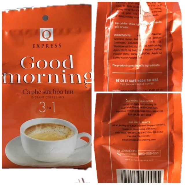 Cà Phê sữa hòa tan 3in1 morning TRẦN QUANG 480G (24 gói x20g)