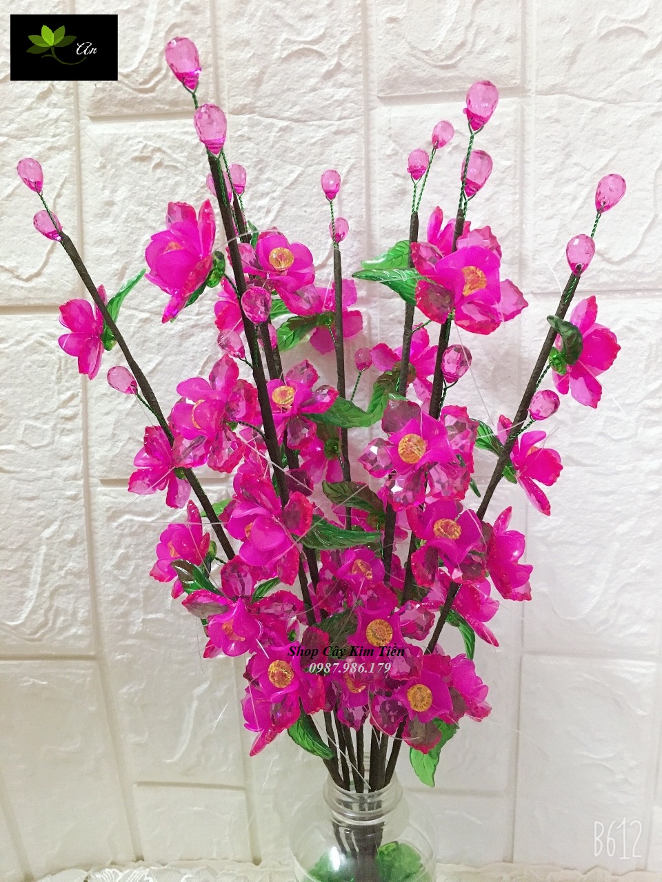 Cành mai, đào pha lê đá làm sẵn dài 40-45cm ( có 5 mẫu lựa chọn)