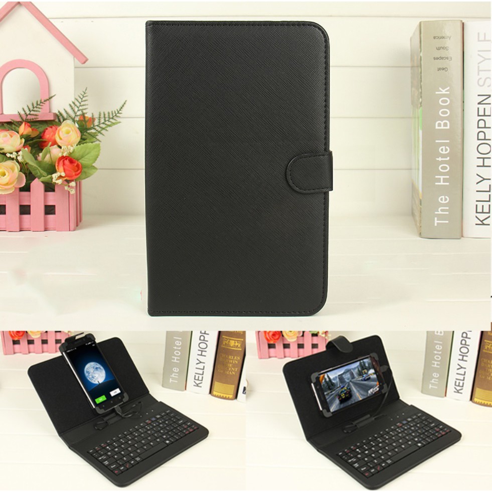 [HCM]Bao da tích hợp bàn phím cho điện thoại máy tính bảng từ 4.5-8 inch hệ điều hành android + Tai nghe chụp tai Biro