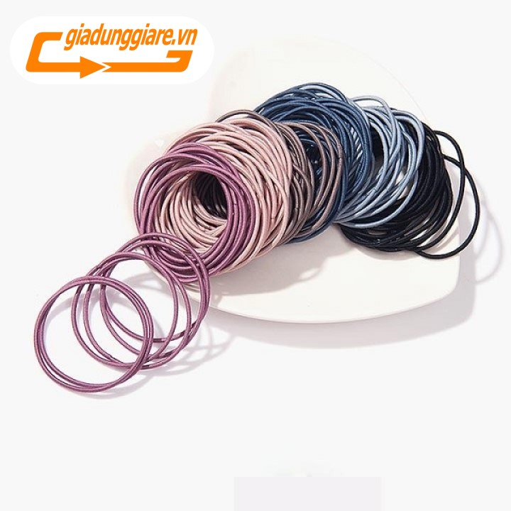 Set 100 Thun buộc tóc, dây cột tóc phong cách Hàn Quốc ( Mix Nhiều mầu )