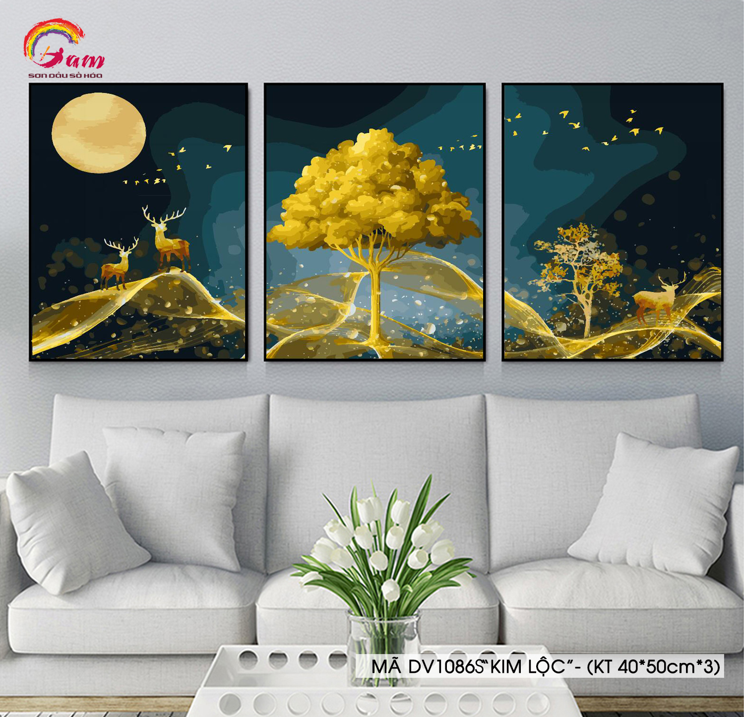 DIY Paint by numbers kit with frame for adultsgolden deer Painting For Wall Decor New Hobby And meaningful gift DV1086