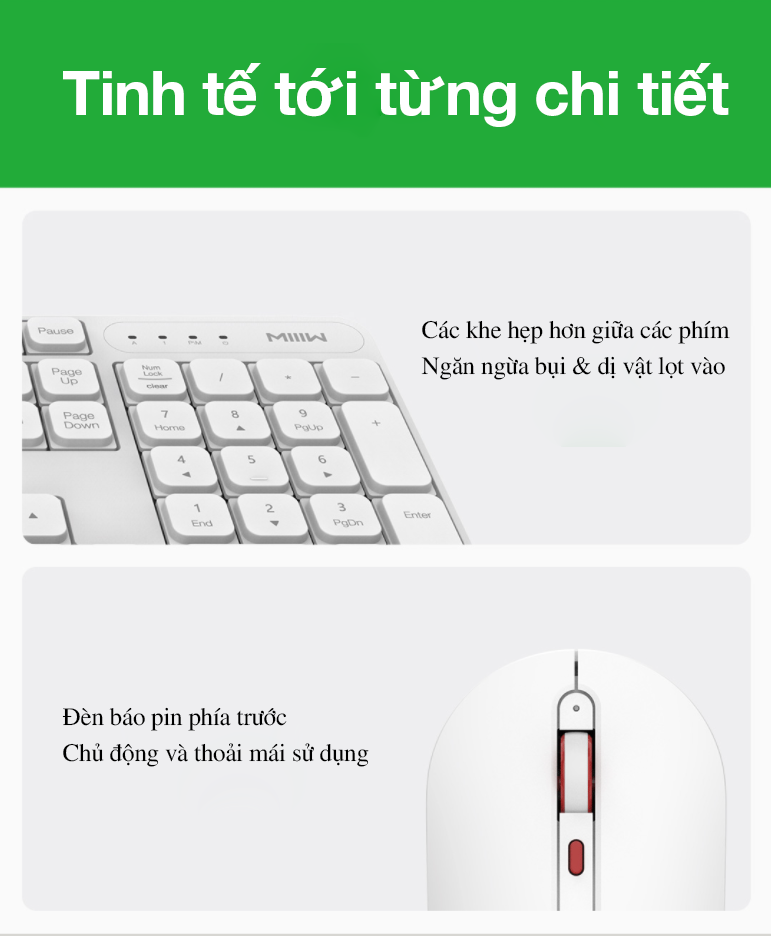Bộ phím chuột không dây Xiaomi MIIIW Silent version MWWC01
