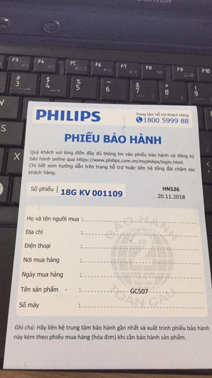 Bàn là hơi nước Philips GC507 - Hàng Công ty (Xuất hóa đơn GTGT theo yêu cầu của Quý Khách) ( sp Bảo hành 2 năm trên toàn quốc)