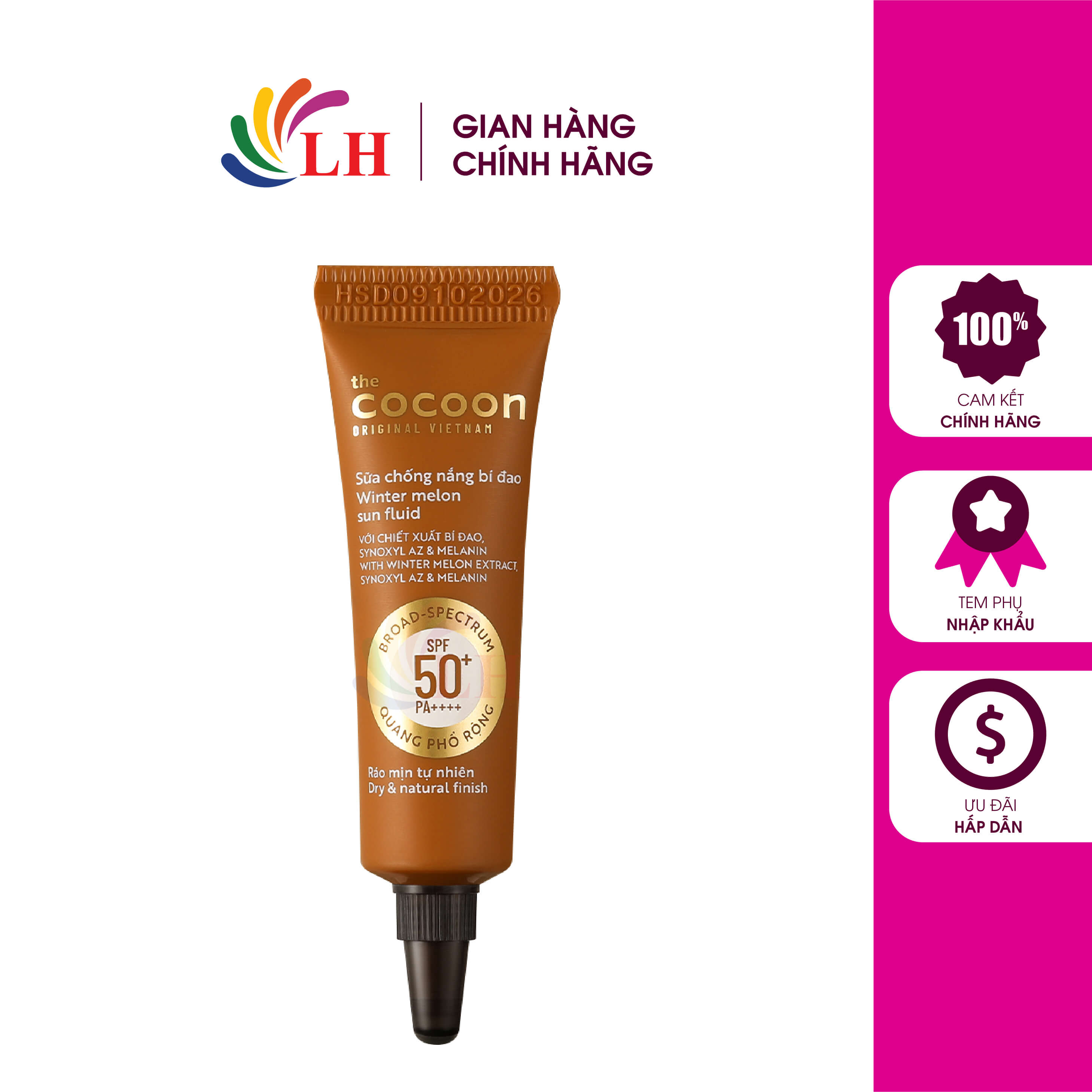 Sữa chống nắng bí đao cocoon winter melon sun fluid spf 50+ pa++++