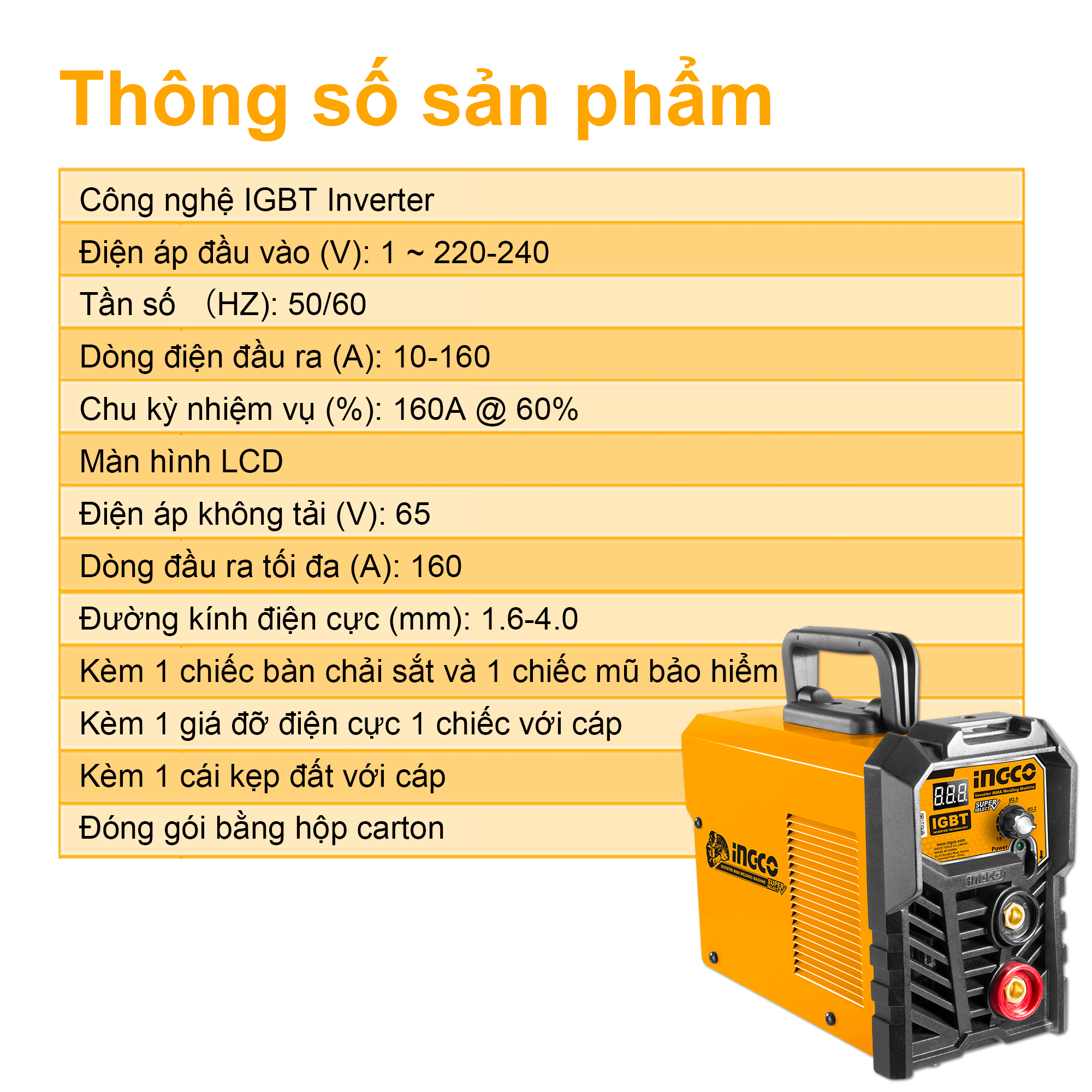 Máy hàn điện tử Inverter ING-MMA1602