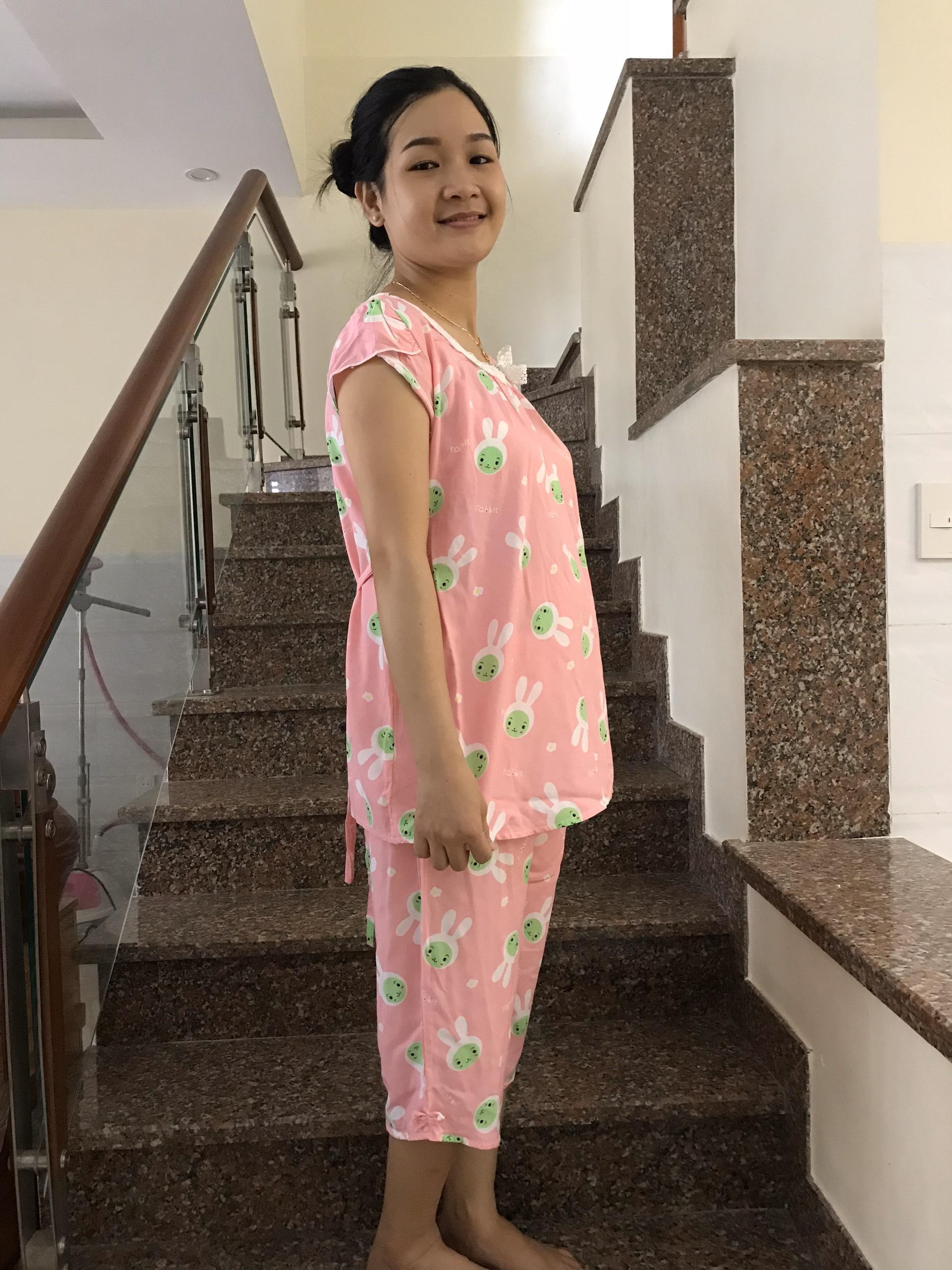 Đồ bộ bầu lanh lửng phối ren (hoa nhí)
