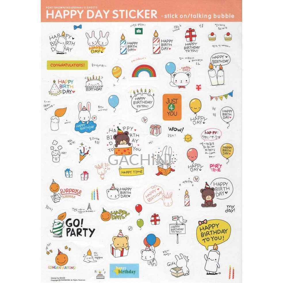 Set Sticker Hàn Quốc Happy Day Siêu Cute