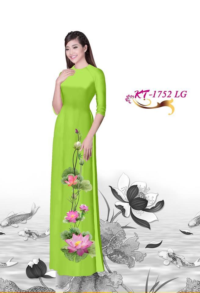 [HCM]Vải Áo Dài 3d bộ In Hoa Sen