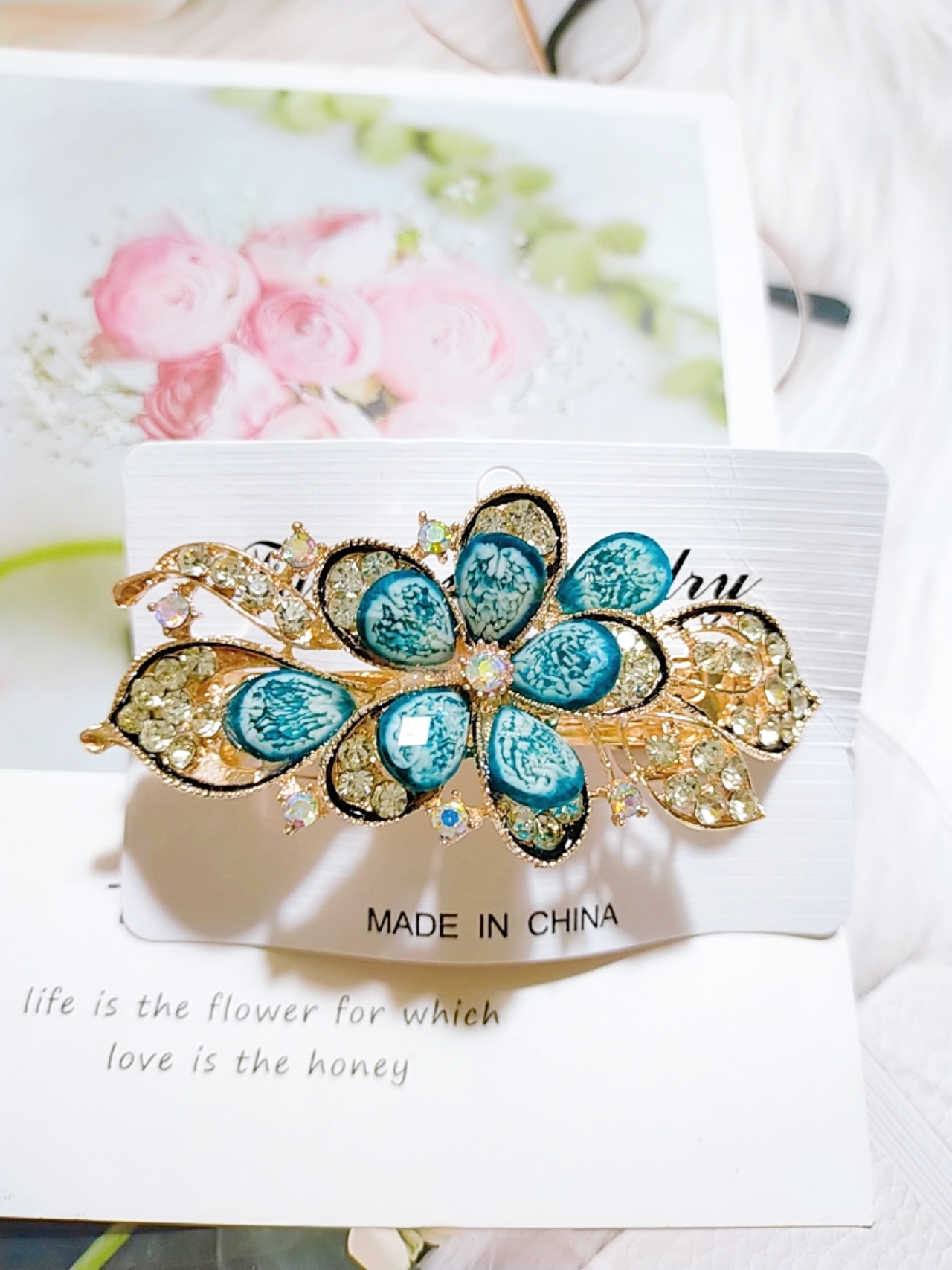 Kẹp tóc phía sau đính đá lấp lánh(kẹp 8 phân)