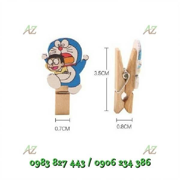 Kẹp gỗ hình thú kèm dây - (Size 3,5cm x 0,7cm) - Bộ 10 chiếc