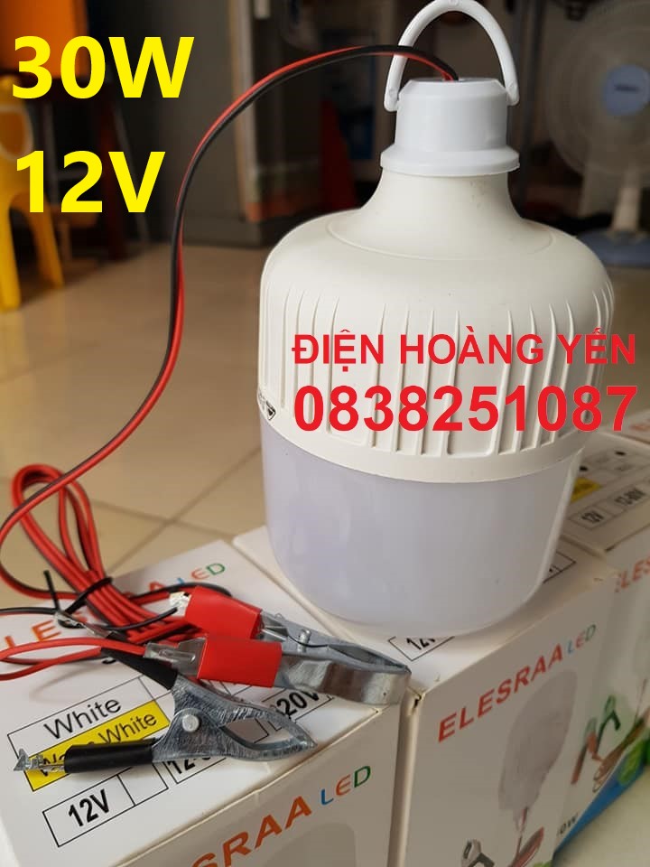 [HCM]Bóng đèn 12v kẹp bình 30w bóng đèn LED dùng bình ắc quy 12v 30w