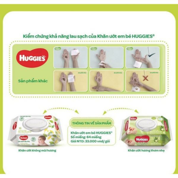 Khăn ướt Huggies không mùi hộp 64 miếng