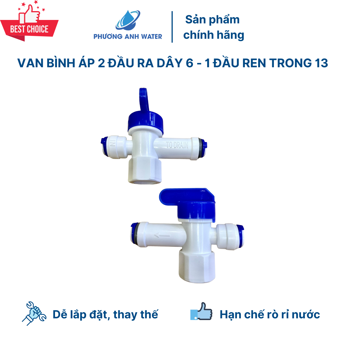 Van bình áp nối nhanh, van chống nổ bình áp ra dây 6 dùng cho máy lọc nước