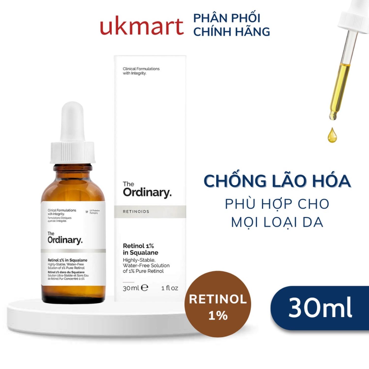 Tinh Chất The Ordinary Retinol 0,2 % - 0,5% - 1% In Squalane 30ml
