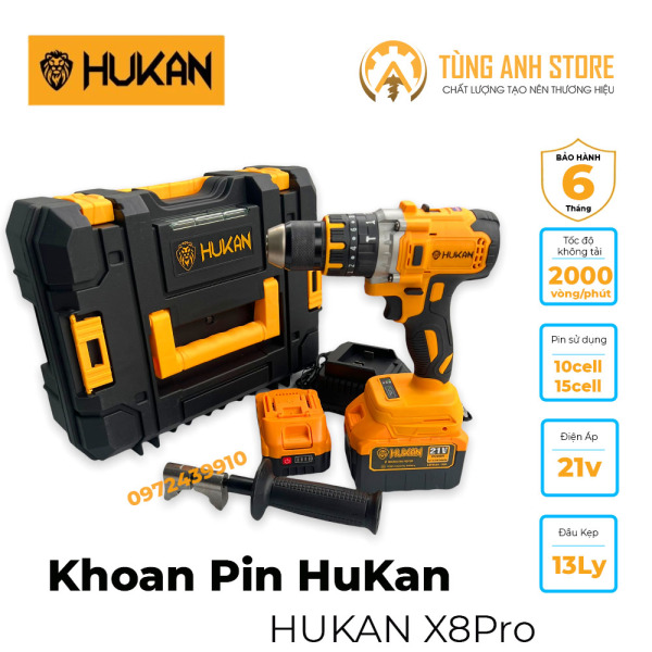 Khoan Pin HuKan X8pro ba chức năng 1 pin 15cell 1 pin 10cell thương hiệu Mỹ
