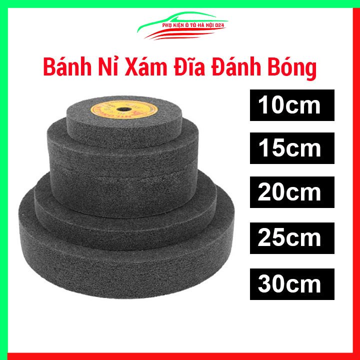Bánh nỉ xám đánh bóng, đầu chà nhám bằng nỉ gắn máy mài chuyên đánh bóng inox, kim loại cho ô tô, xe máy, vật liệu
