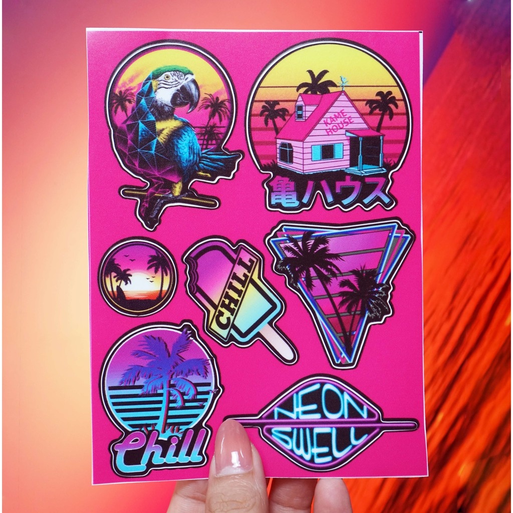 ☾ஐ Set 100 Sticker Sticker Dán Nón Bảo ểm Chống Nước