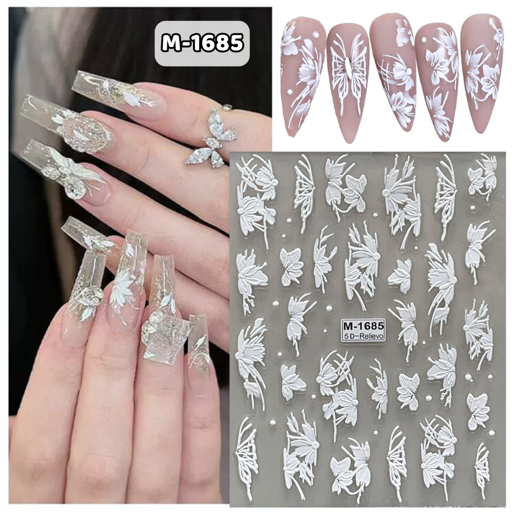 Sticker nail hoa lụa 5D trang trí móng Nghi Thảo