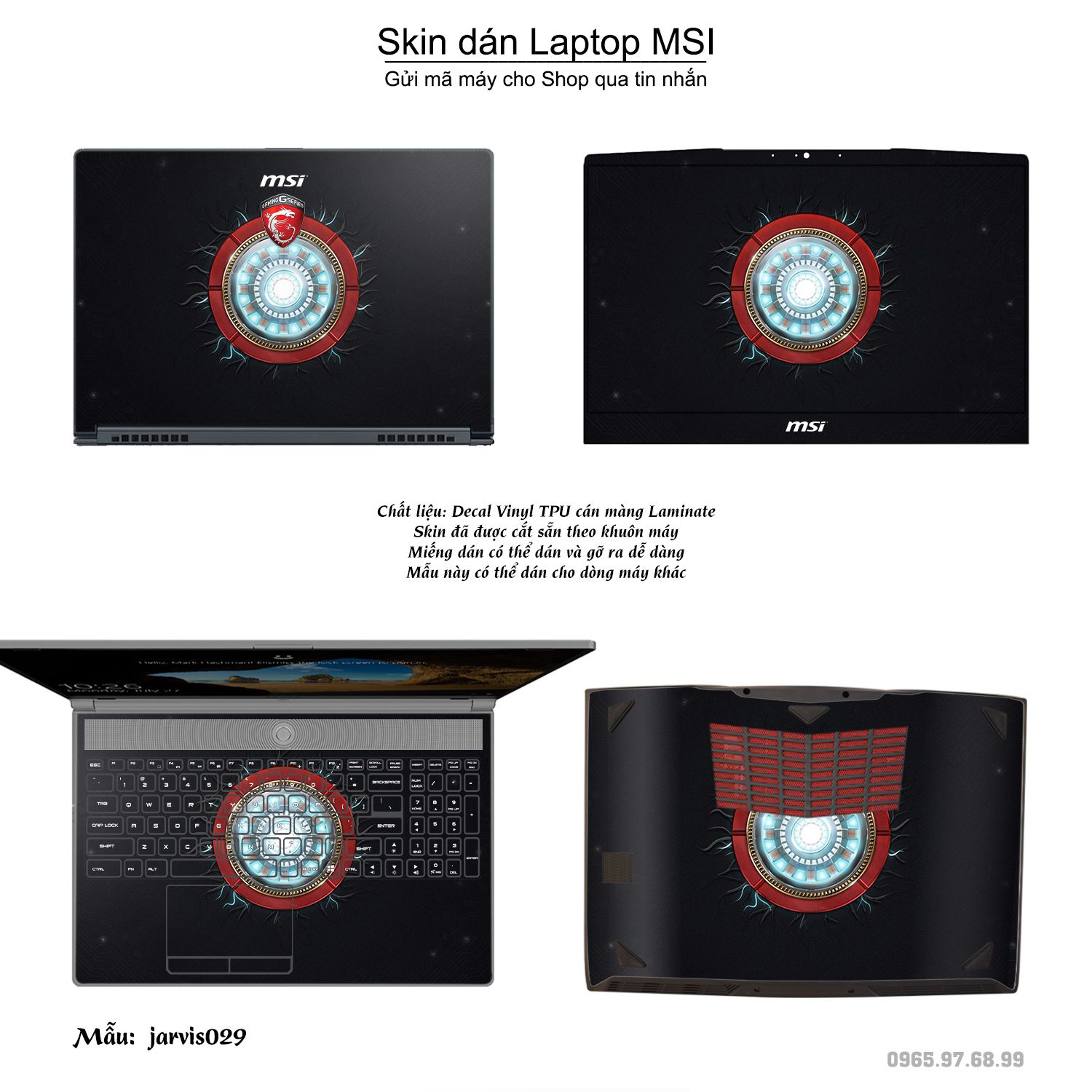 Decal Skin dán Laptop MSI mẫu Jarvis