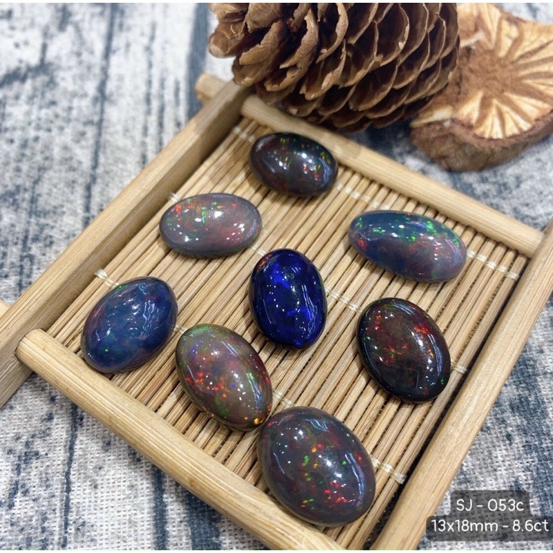 Mặt Opal Oval Xanh Đen Vừa Cập Bến Size 13*18 - 12*16 - 10*14 - 10*12mm