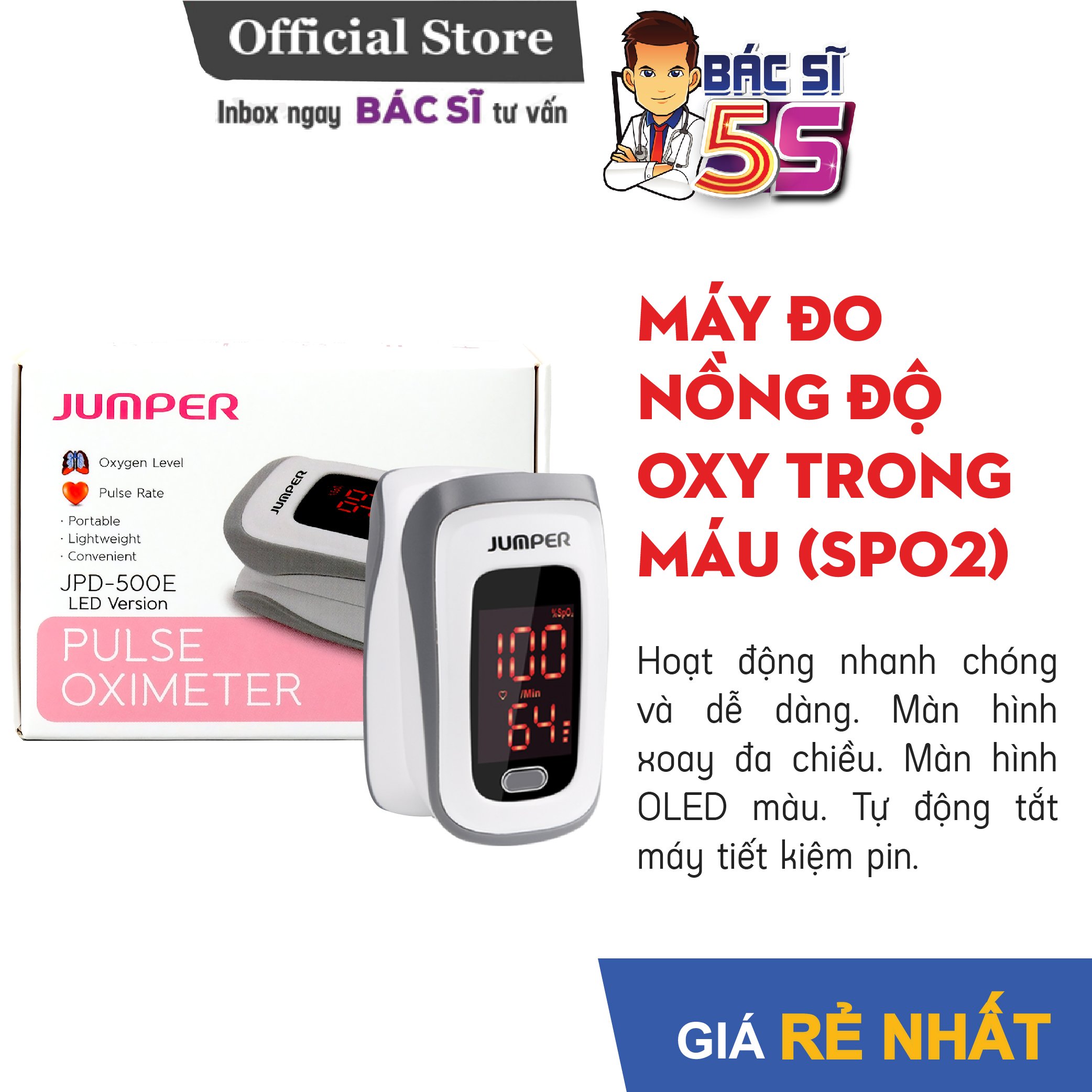 Máy đo nồng độ oxy trong Máu (SPO2), đo nhịp tim