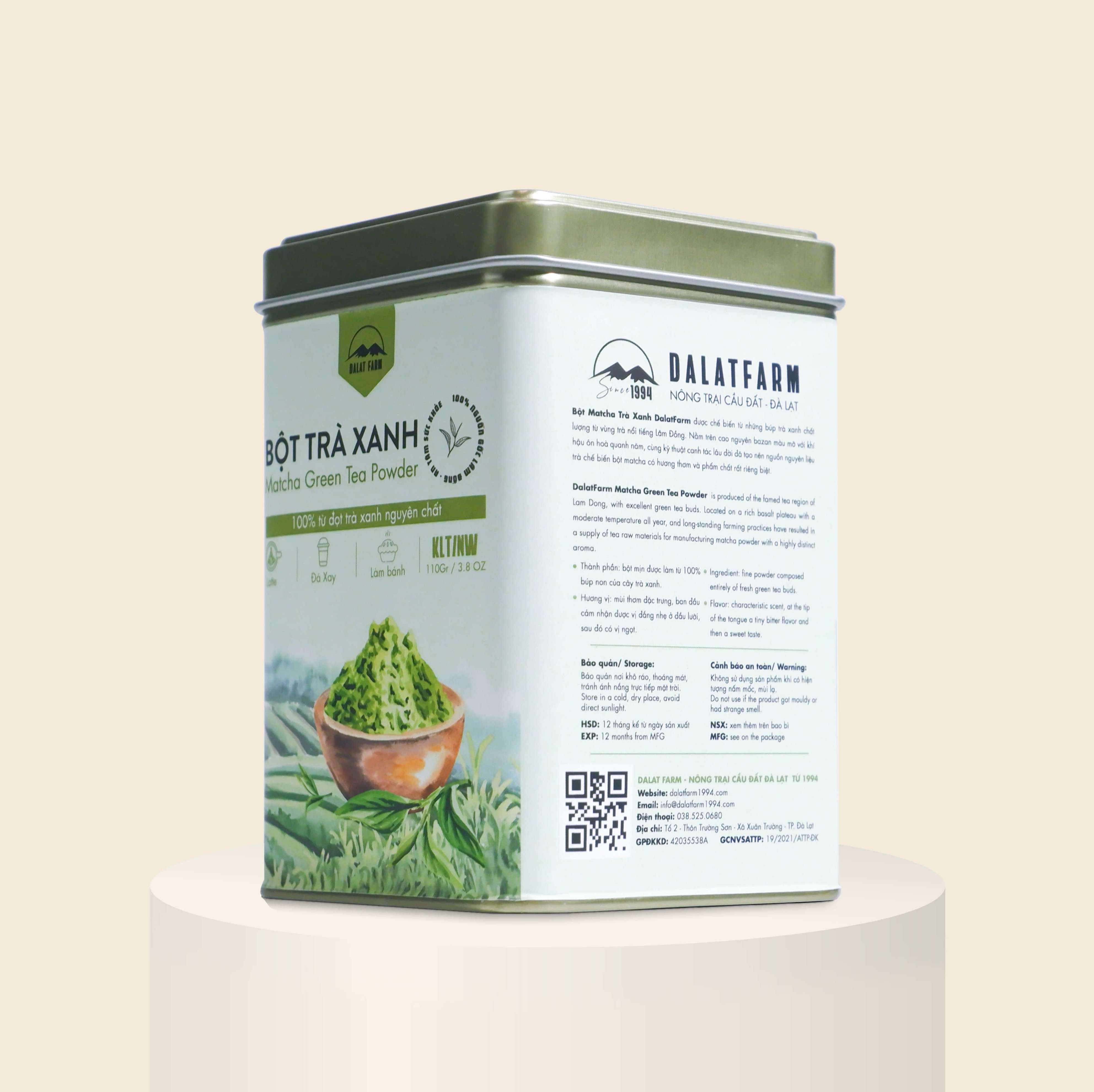 Bột Matcha Trà Xanh DalatFarm - Hộp 110 g