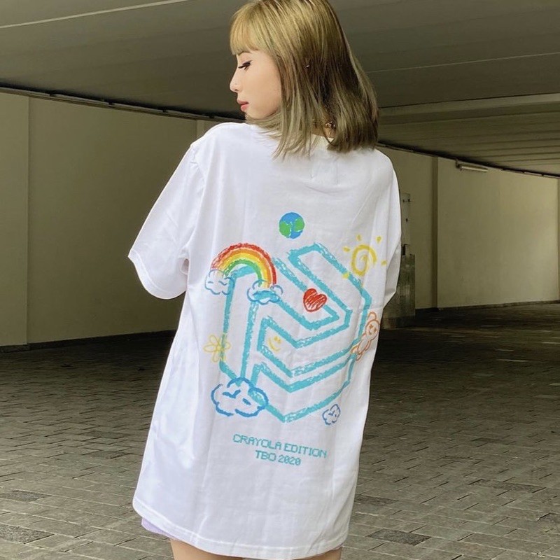 LUCKÁo thun tay lỡ Unisex CRAYON TBO