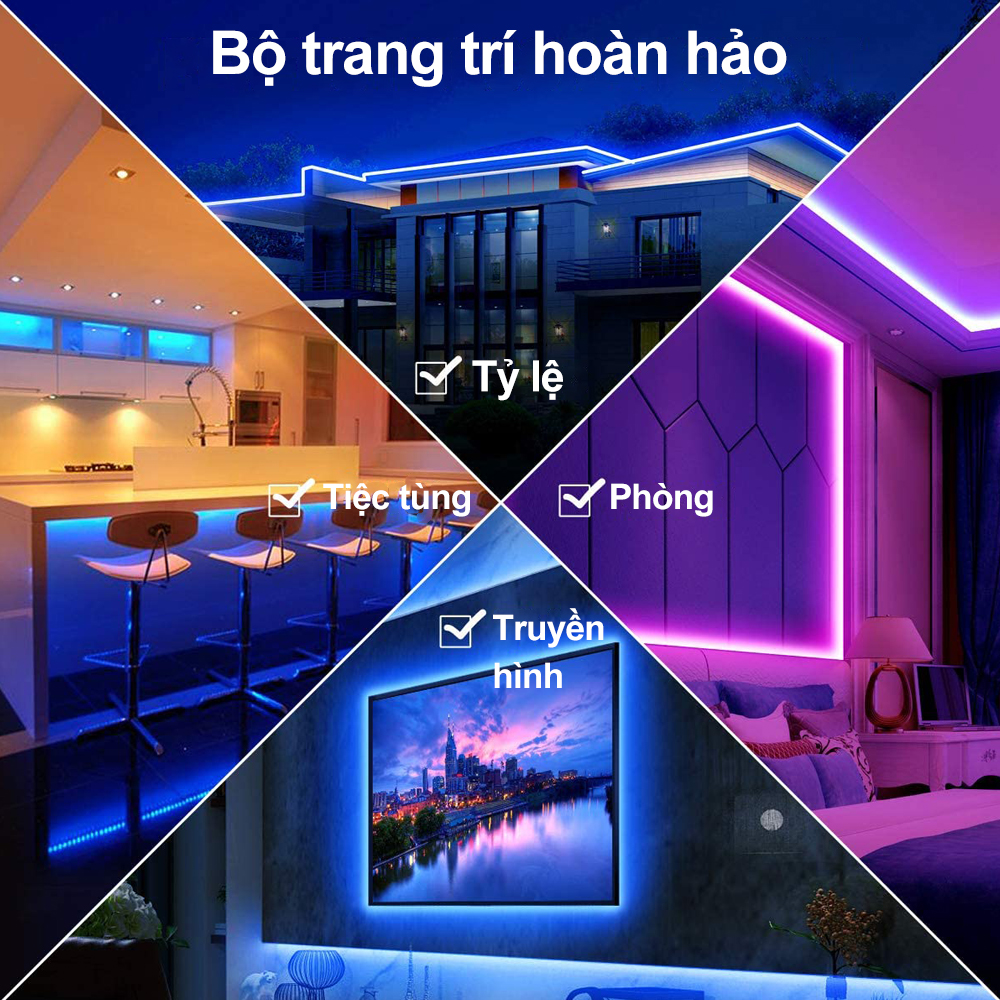 Đèn Bluetooth 5050RGB, nhấp nháy với âm nhạc, đèn LED, 16 màu, 15m, 10m, 5m, 1m, đèn dây điều khiển từ xa, đèn trang trí phù hợp cho phòng ngủ, TV, tiệc tùng, KTV, Courtyard, Giáng sinh, Năm mới Trung Quốc, Trung Quốc mới Năm