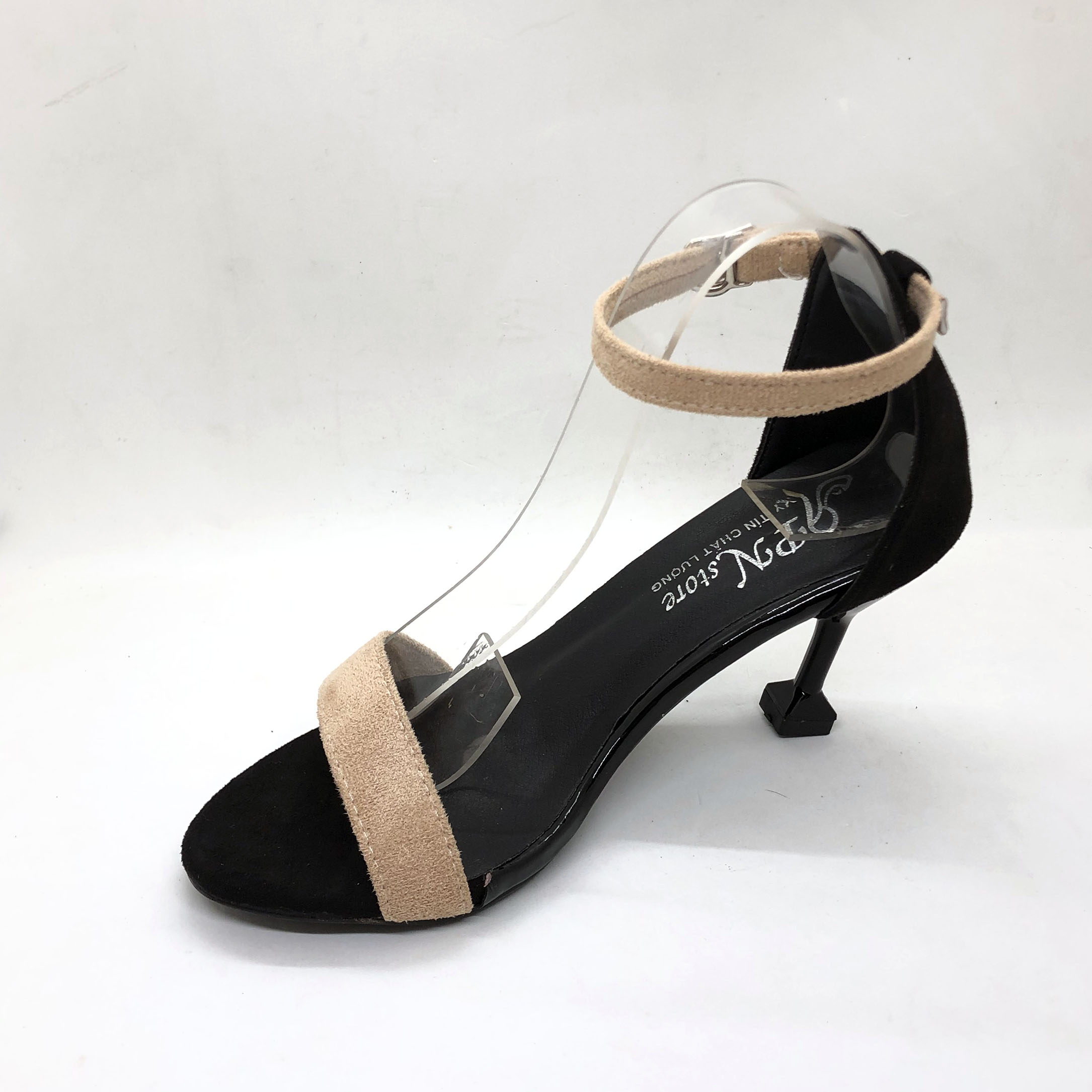 Giày sandal nữ cao gót nhọn 7p quay mảnh màu bít gót SD128 - kèm ảnh thật
