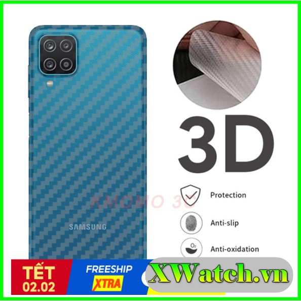 Miếng dán Carbon mặt lưng Samsung Galaxy A22 A02s A12 M20 M02s S20 FE A32 4G A72 A52 A11 A21 A21S A31 A41 A51 A71