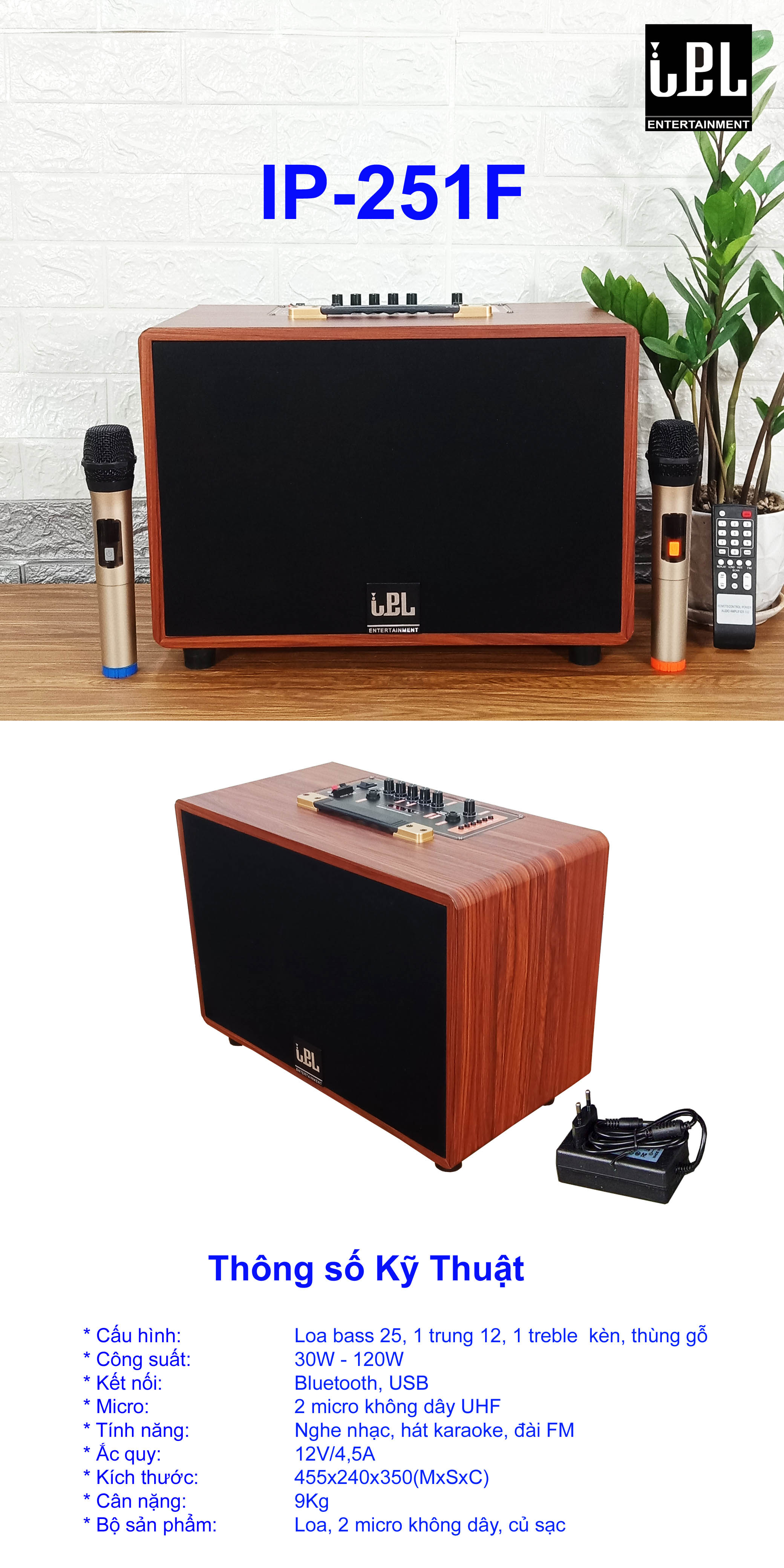 Loa Karaoke du lịch, Loa Kéo Bluetooth Karaoke IPL IP-4225 , loa xách tay, loa vali du lịch, loa kẹo kéo, loa di động đa năng, loa di động karaoke, loa nghe nhạc di động IP-251F.