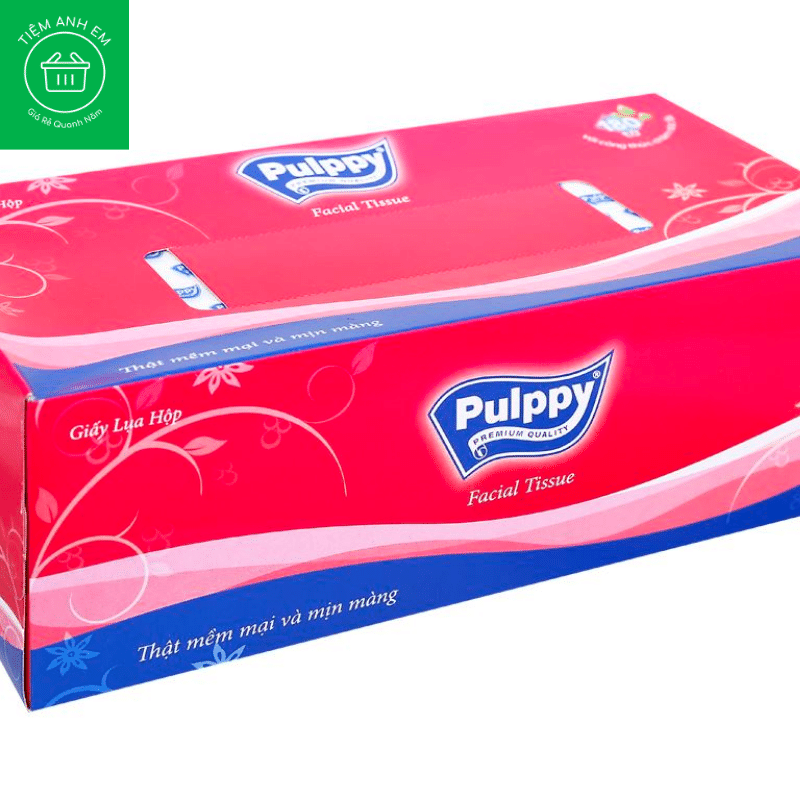 Khăn giấy lụa Pulppy 2 lớp Hộp 180 tờ (giao màu ngẫu nhiên)