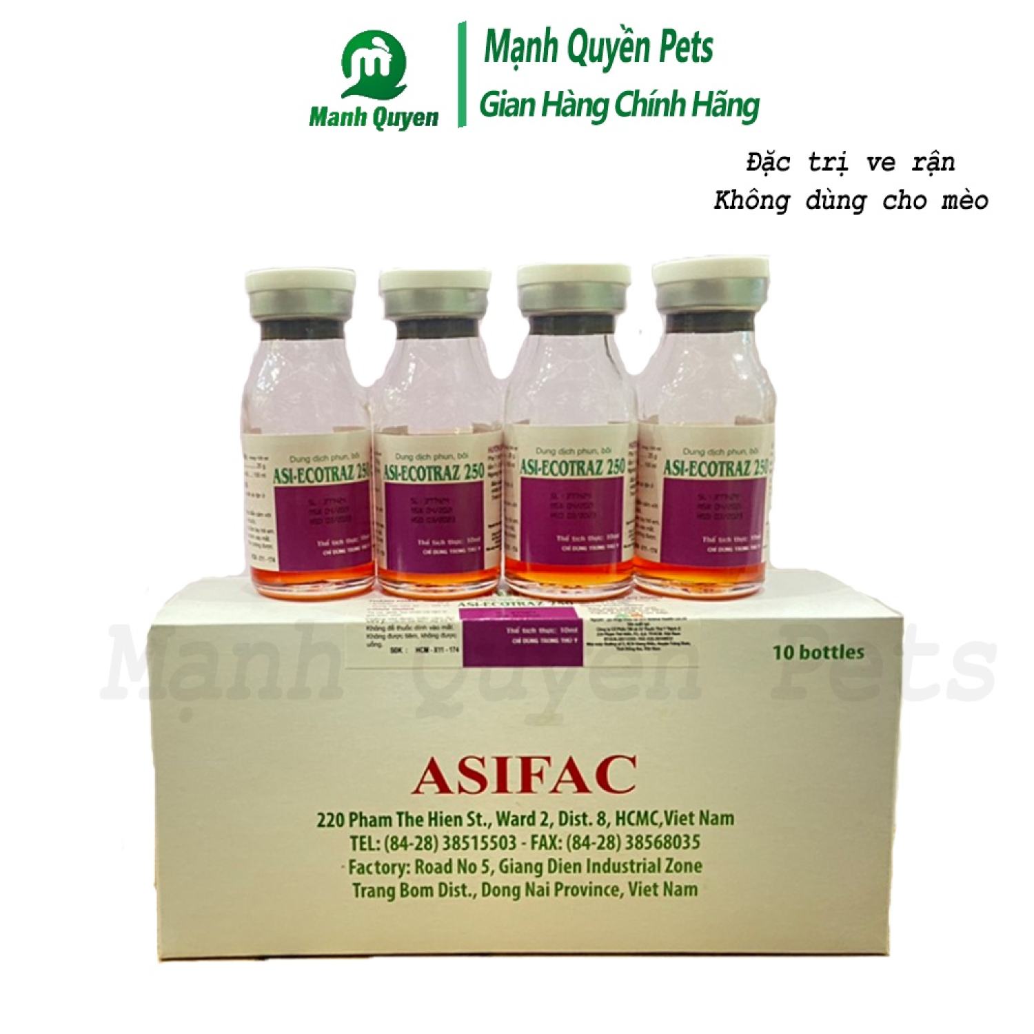 Phun xịt tɾị ve, ghẻ, bọ chét ở gia súc, chó, thuốᴄ tắm ecotraz 250 - 10ml