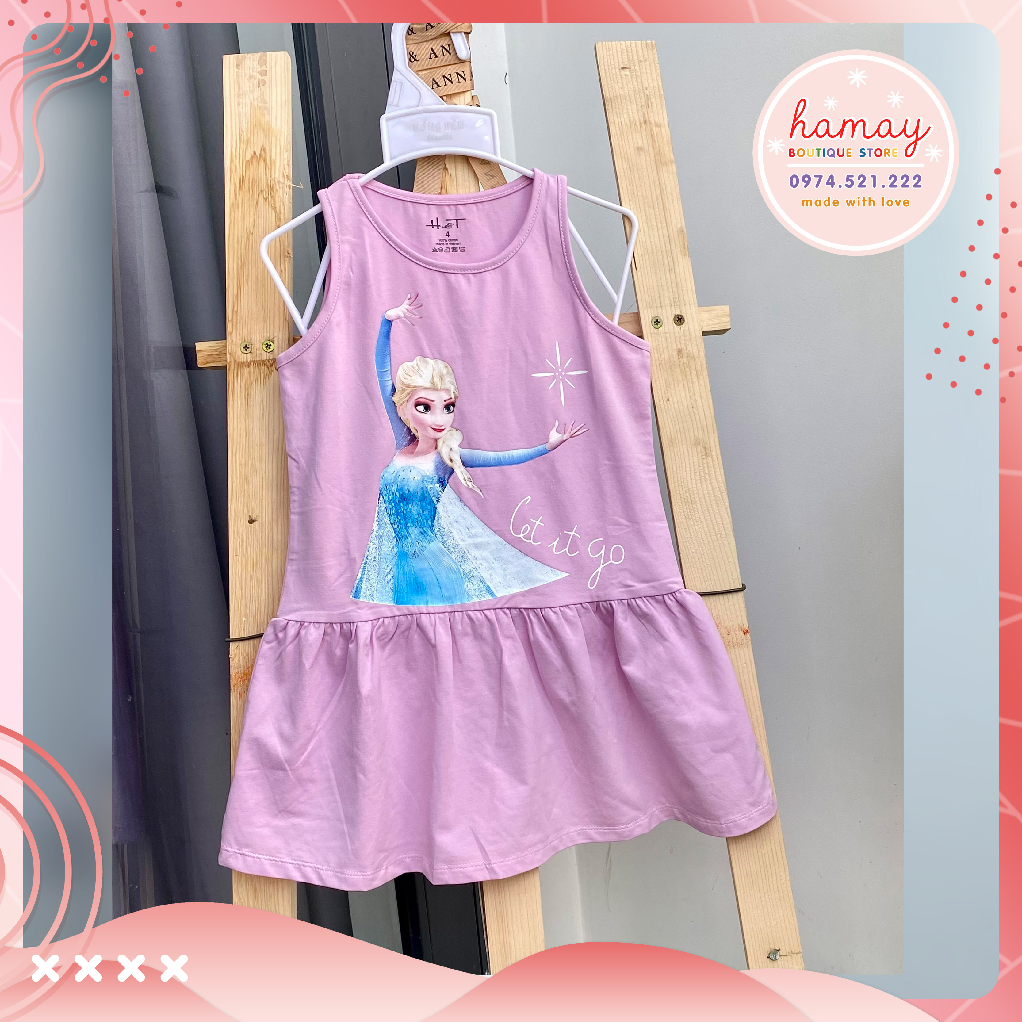 [HCM][Số 4-10] Đầm thun cotton cao cấp Elsa cho bé từ 12 đến 33Kg