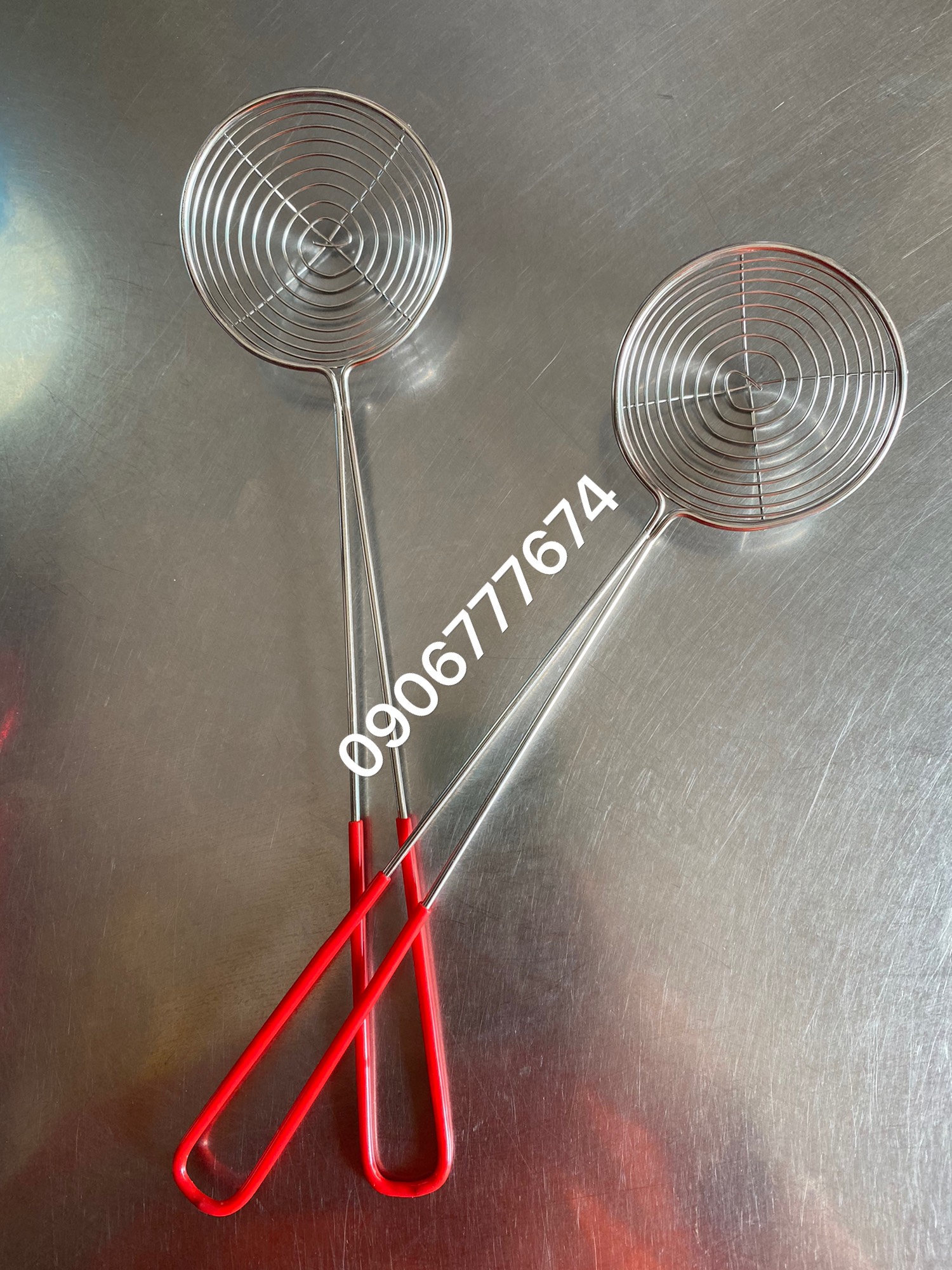 vợt (muôi) Inox cán đỏ (combo 2 cái)