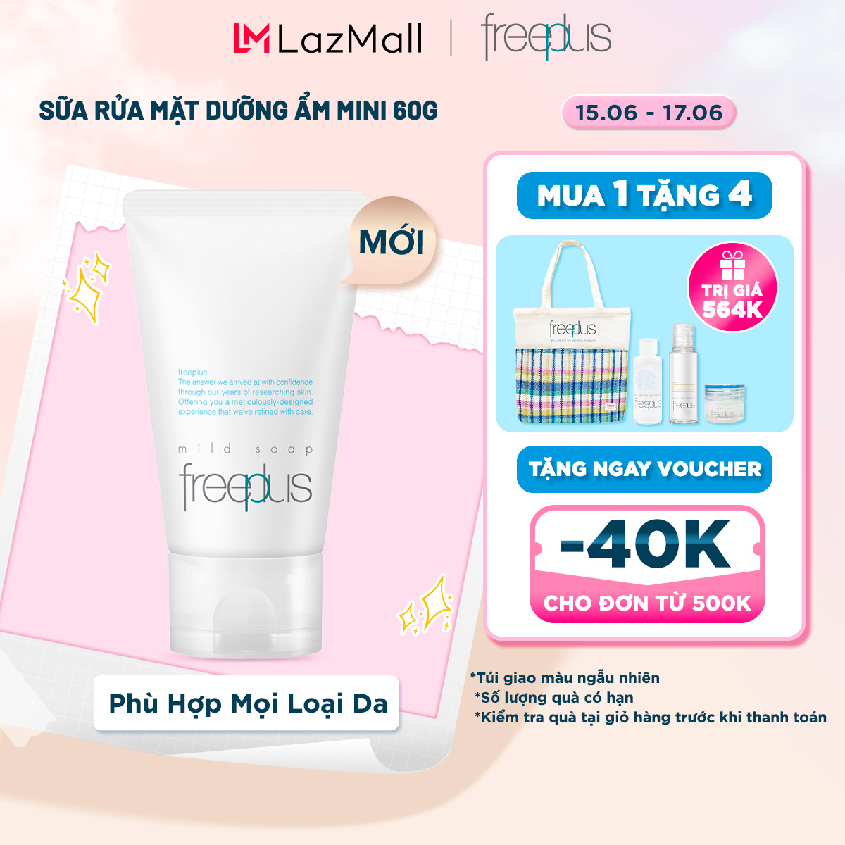 Sữa Rửa Mặt Dưỡng Ẩm Freeplus Mini 60 g
