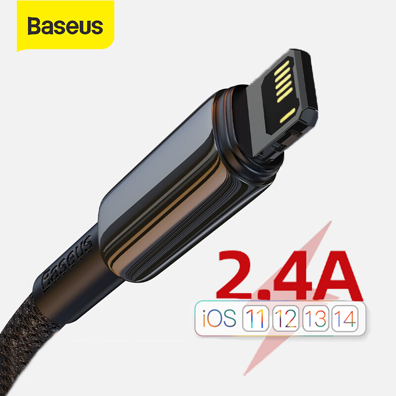 Cáp Sạc Nhanh Baseus 2.4A, Cáp USB Dành Cho iPhone 12 11 Pro Max XR Xs X Dành Cho Sạc iPhone 11 USB Để Chiếu Sáng Dây Dữ Liệu