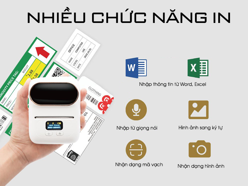 Máy In Nhãn Di Động M110, Bluetooth, In Qua App